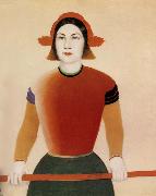 Kasimir Malevich The girl with red stick oil on canvas